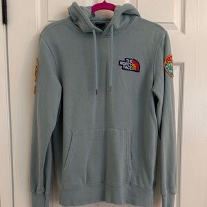 The North Face Women's light blue Hoodie with Patches
